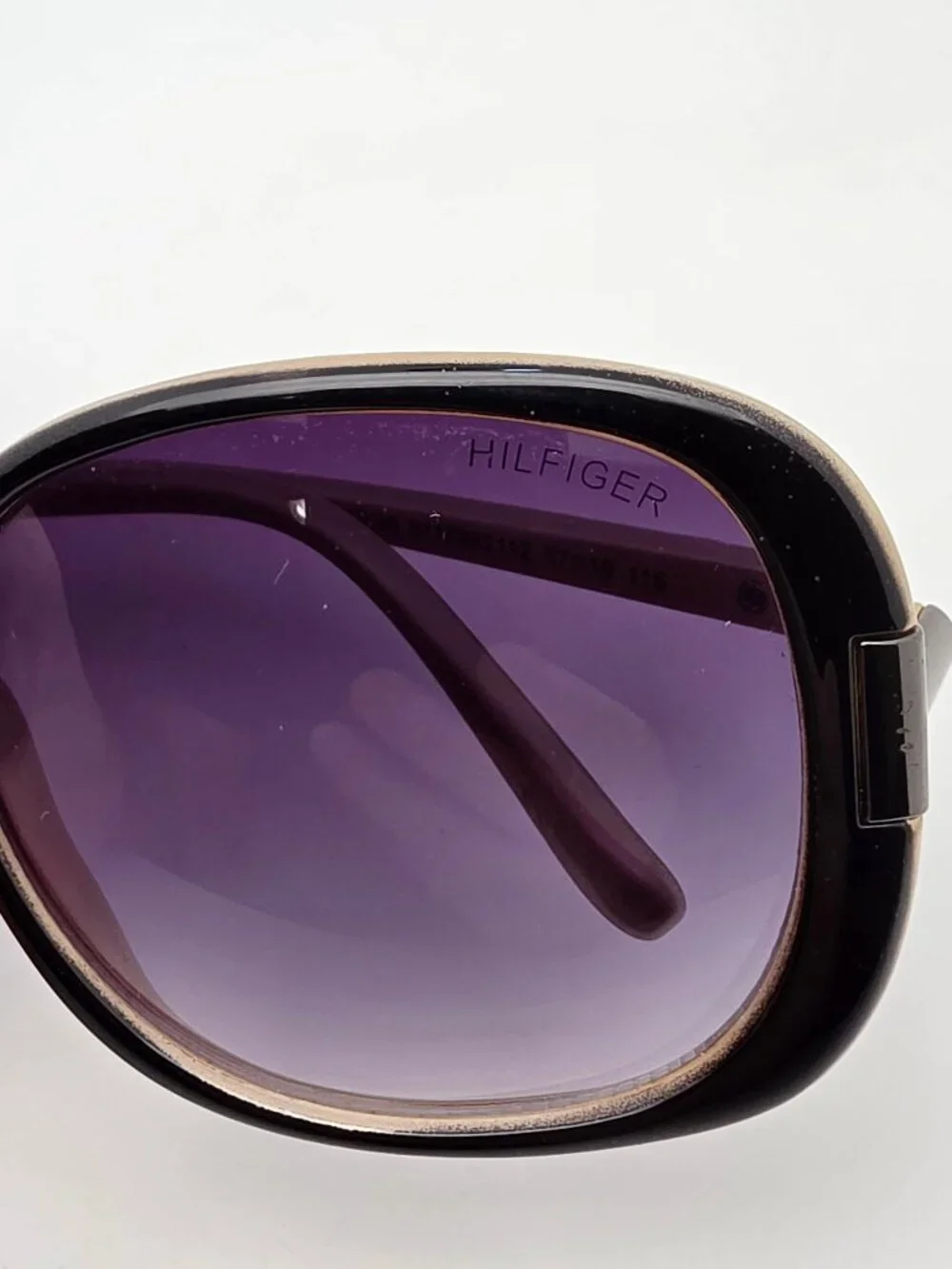 Tommy Hilfiger Janet WP OL90 Black on Metallic Sand Frame Grey Lens Sunglasses